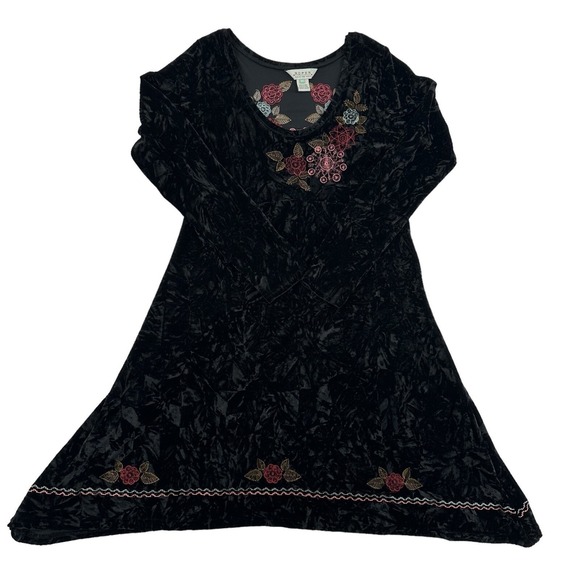 Roper Dresses & Skirts - Roper Wear the West Women Medium Black Crushed Velvet Floral Embroidered Dress